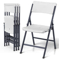 White 4 Pack Plastic Folding Chairs with Metal Frame I4963