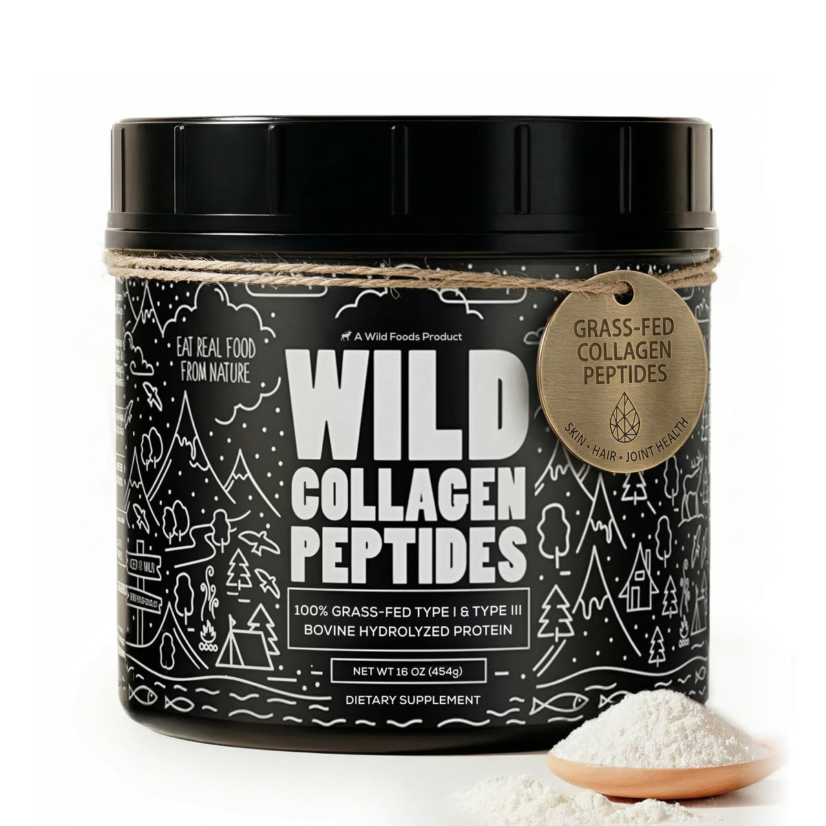 Collagen Peptides Powder Grass-Fed Hydrolyzed 16oz T7054