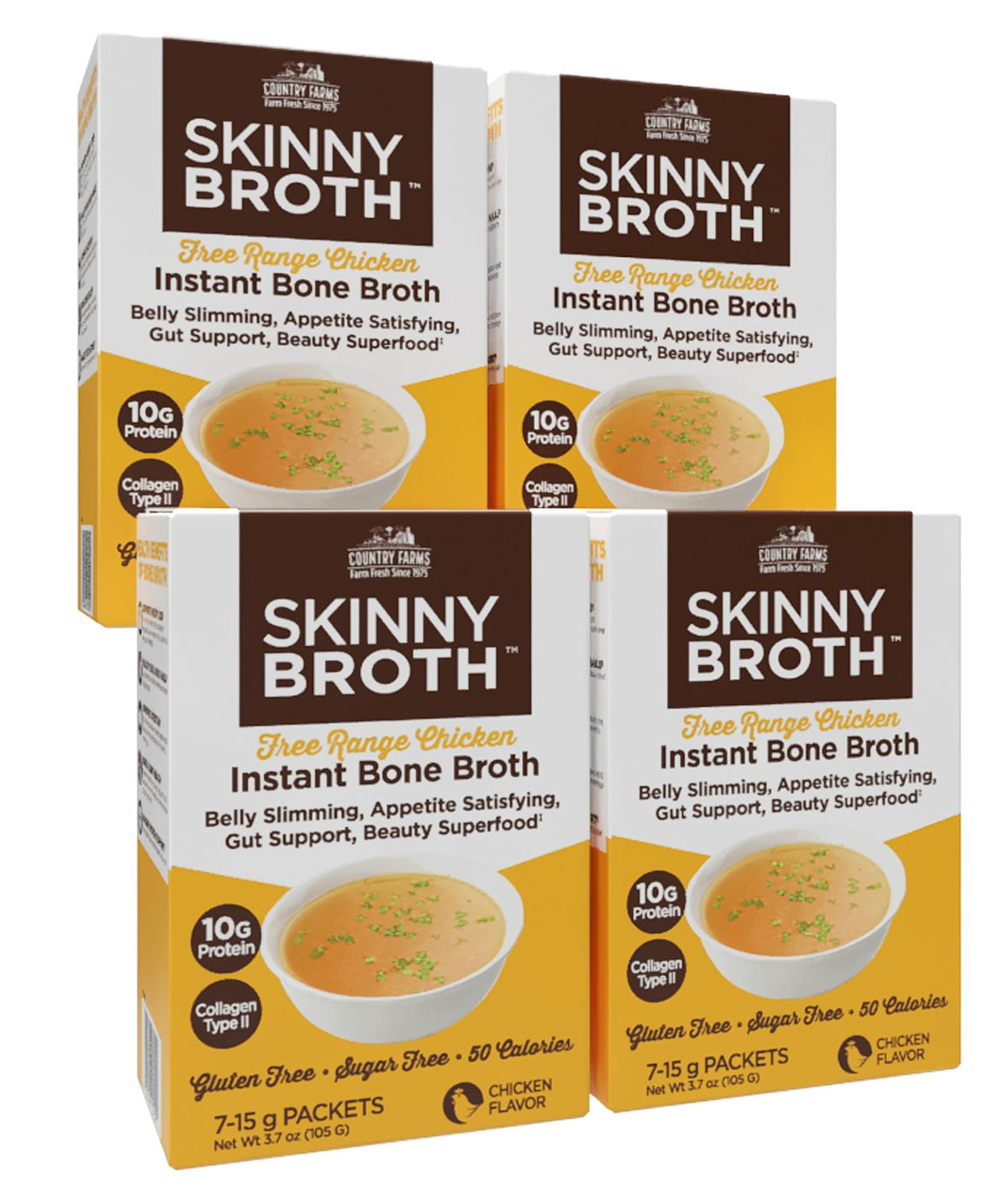 Instant Chicken Bone Broth 10G Protein Collagen Type II 4 Pack T239