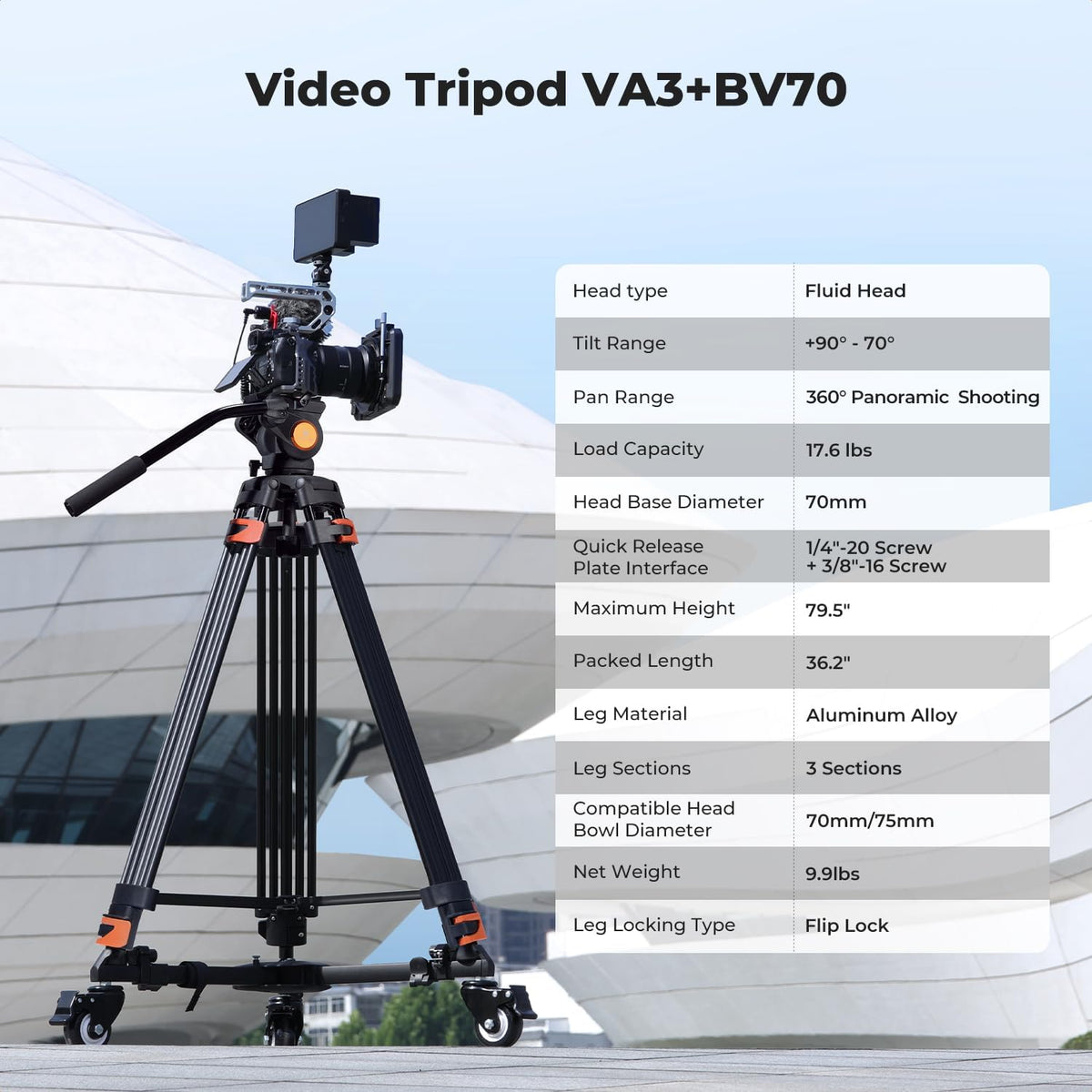 80" Video Tripod with Fluid Head J1409