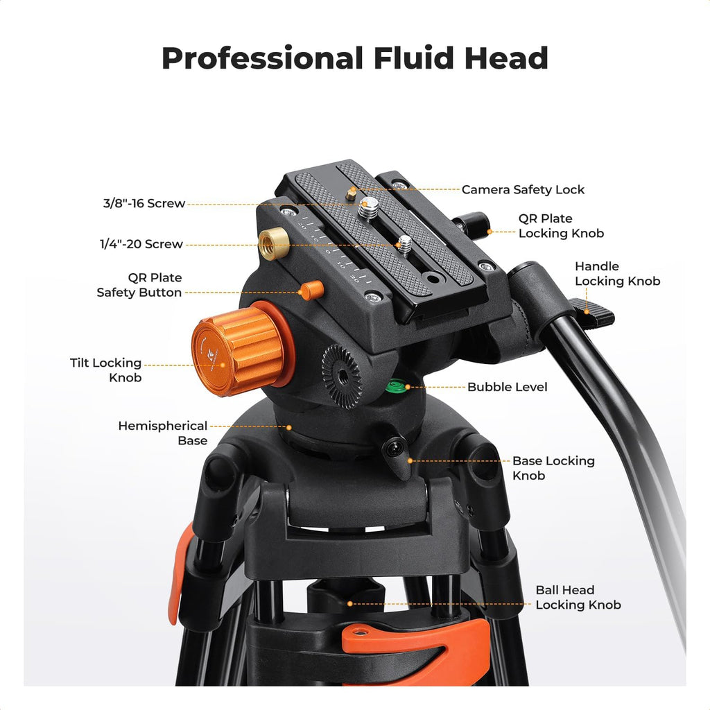 80" Video Tripod with Fluid Head J1409