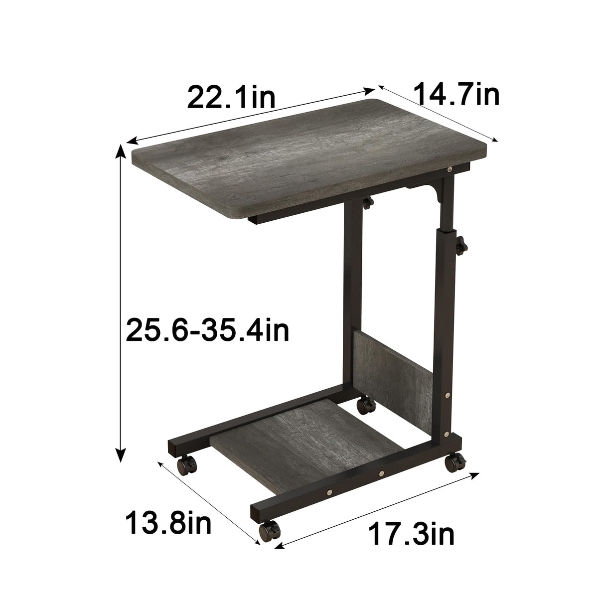 Adjustable Height C Table with Wheels and Storage U510