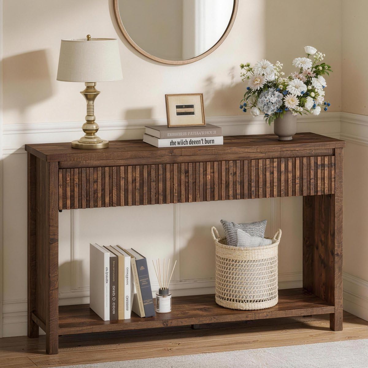 47" Fluted Console Table with Drawers O343