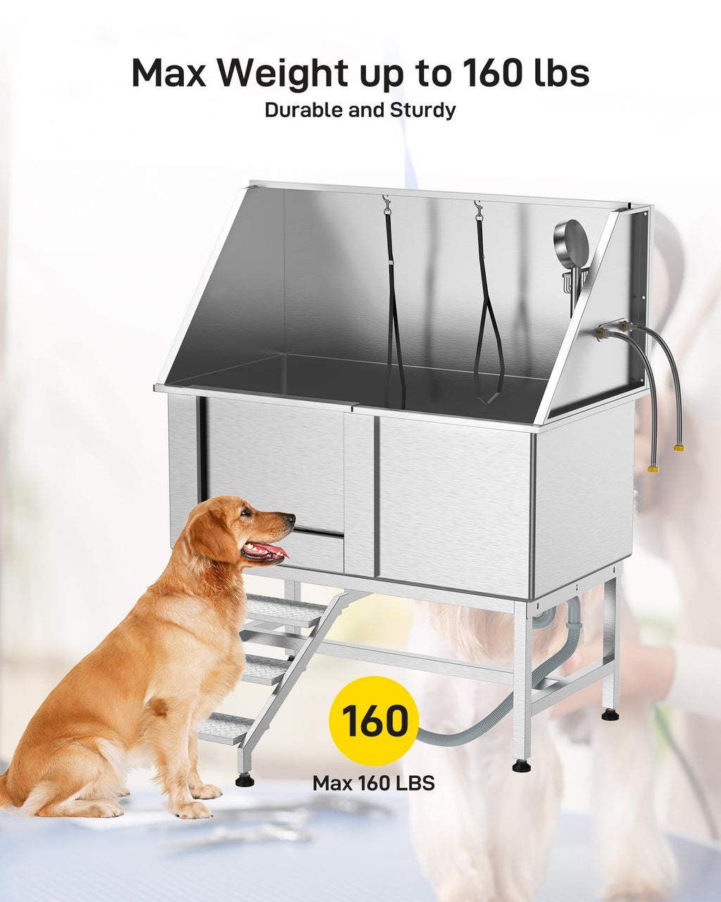 50 Inch Stainless Steel Dog Grooming Bath Tub with Ramp C914