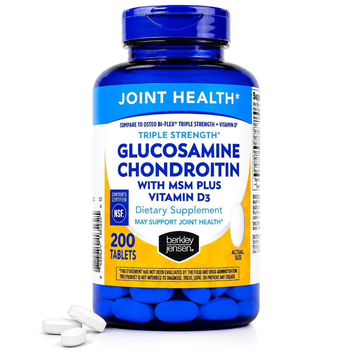 Glucosamine Chondroitin MSM D3 Joint Supplement Tablets 200 Count Z636
