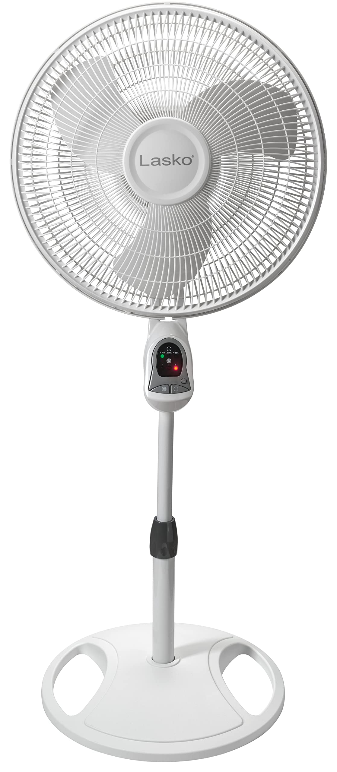 16" White Oscillating Pedestal Fan with Remote and 18" Black Adjustable Pedestal Fan V411