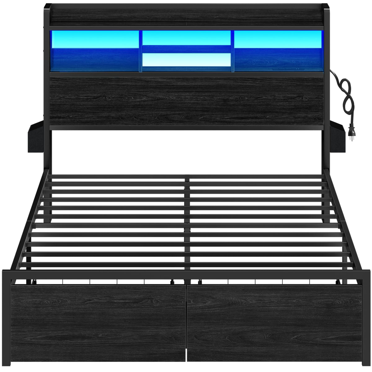 Full Size Bed Frame with Headboard and Charging Station A1559