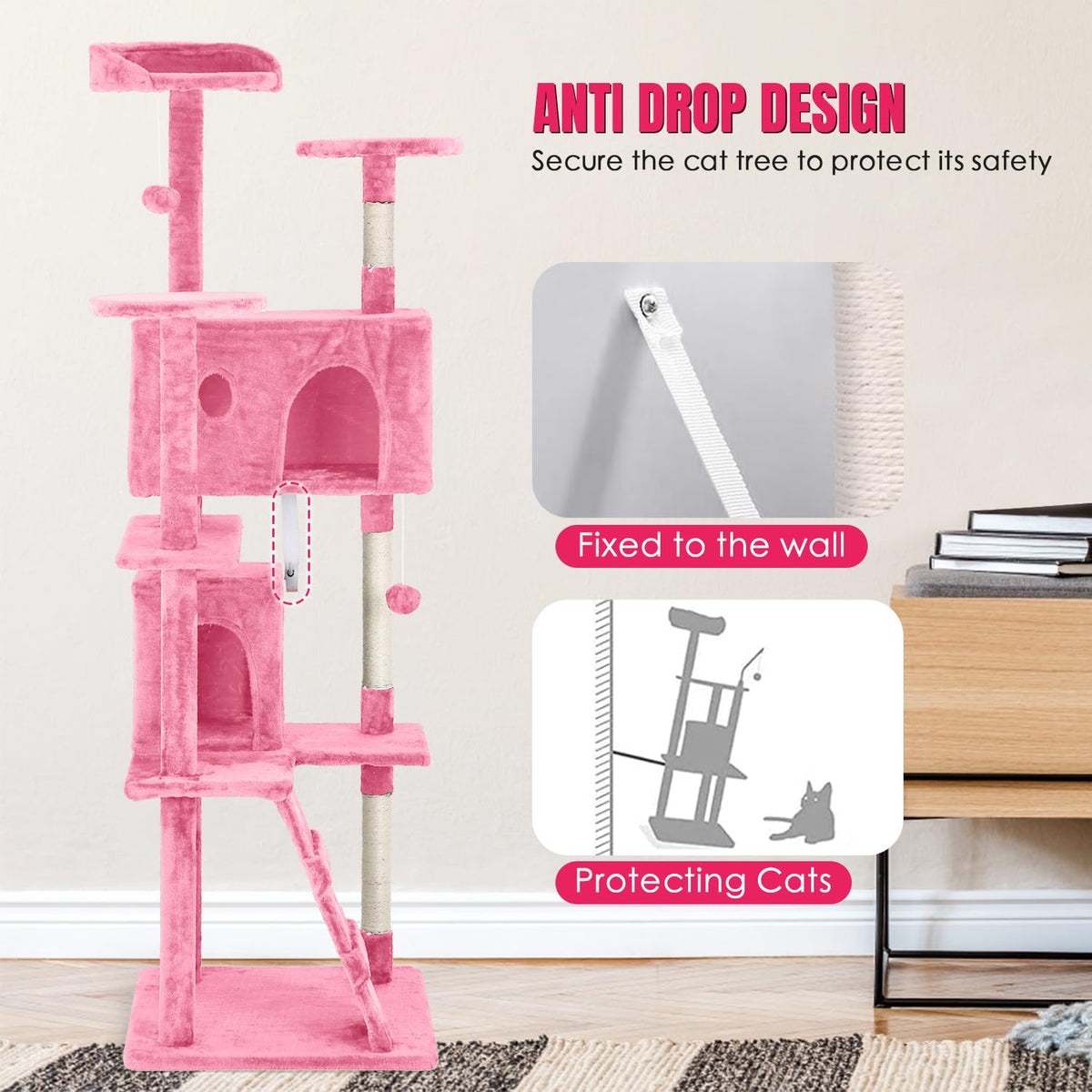 70in Cat Tree Tower with Scratching Post W32804