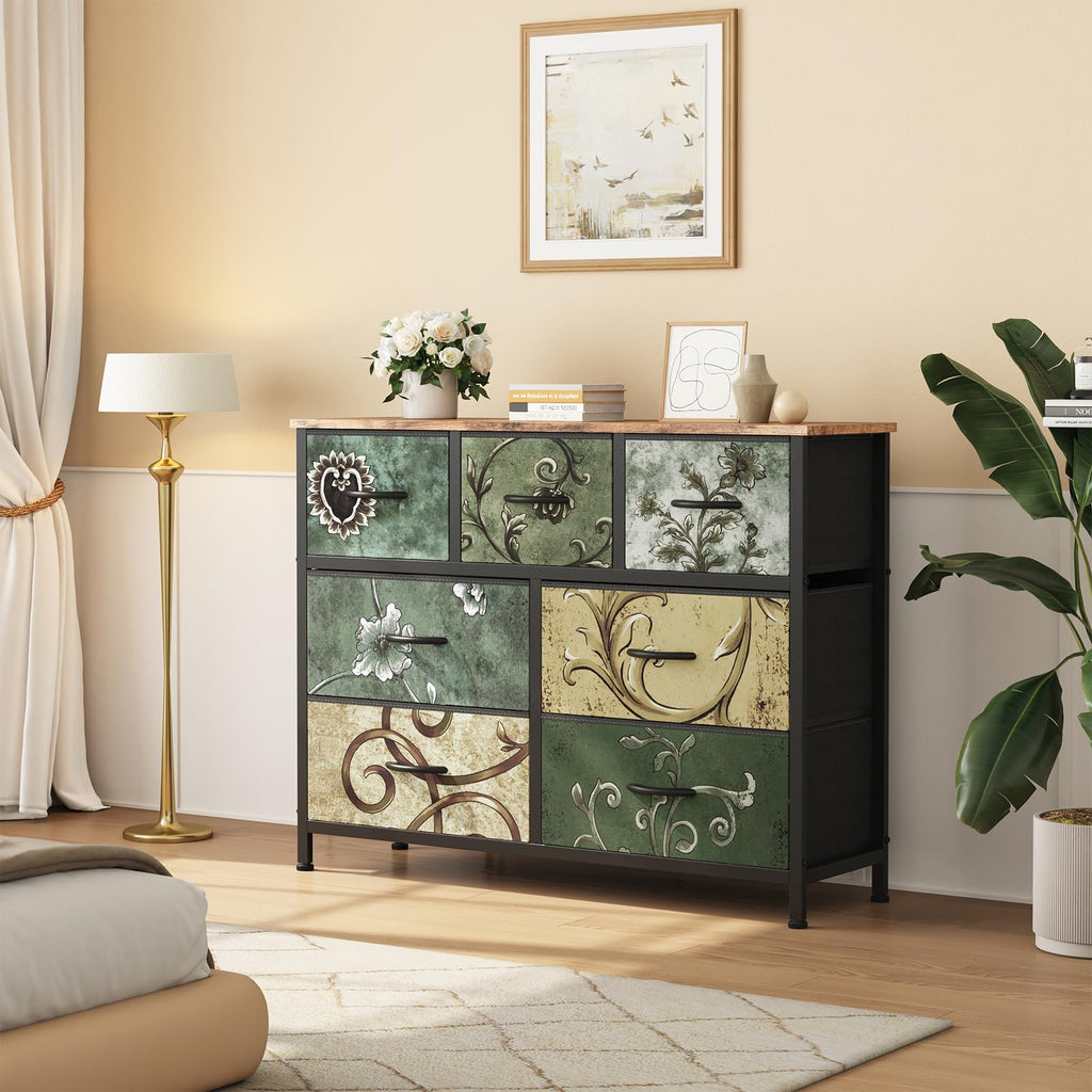 7 Drawer Fabric Dresser C9248