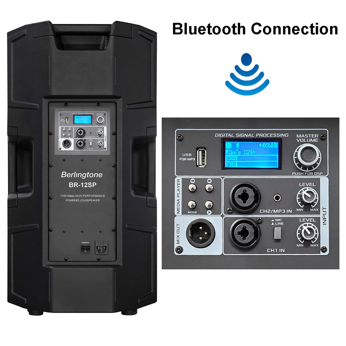 12-Inch Powered PA Speaker with Bluetooth, USB Port, XLR Inputs F6007