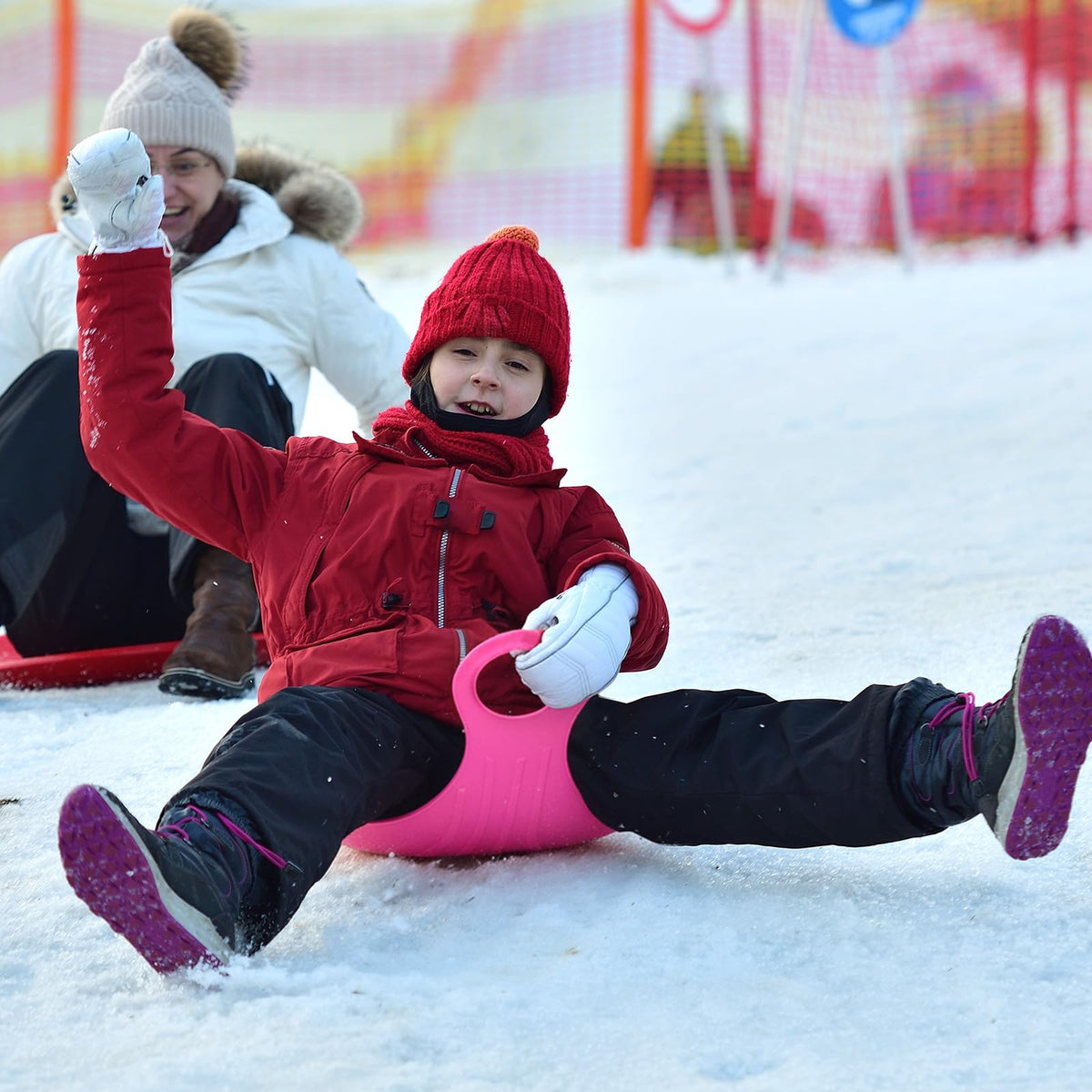 3 Pcs 35 Inch Plastic Snow Sleds with Rope B352893