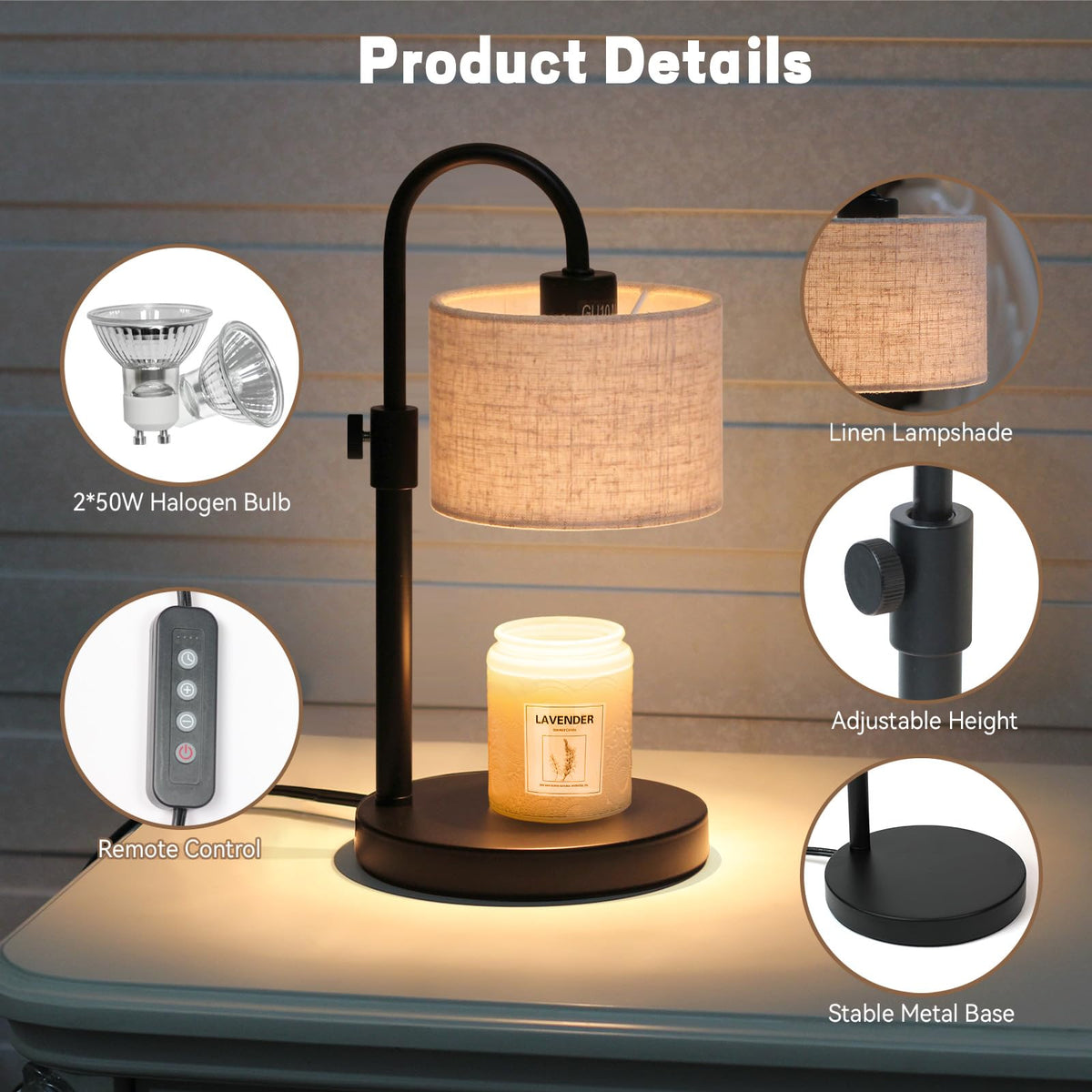 Candle Warmer Lamp with Timer, Adjustable Height Q862