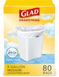 Medium Drawstring 8 Gallon Trash Bags 80 Count K636832