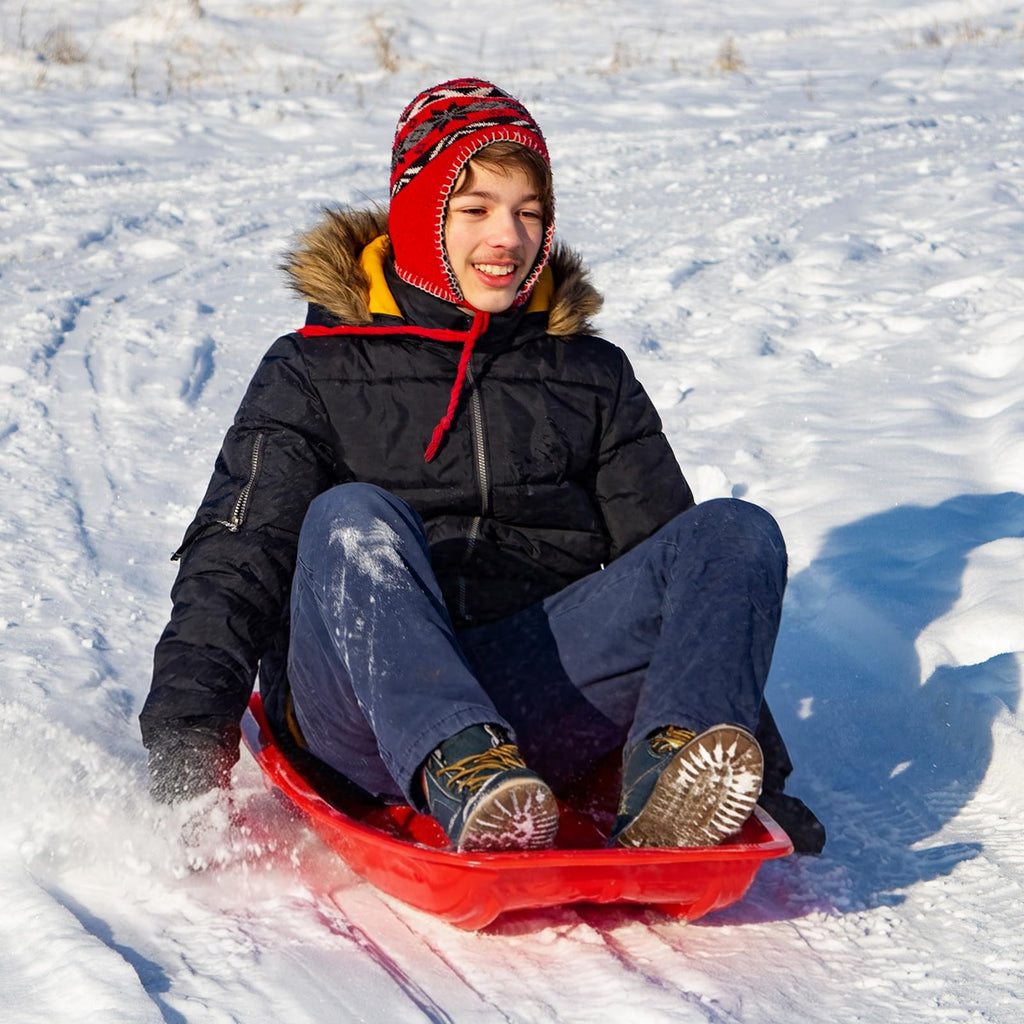 3 Pcs 35 Inch Plastic Snow Sleds with Rope B352893