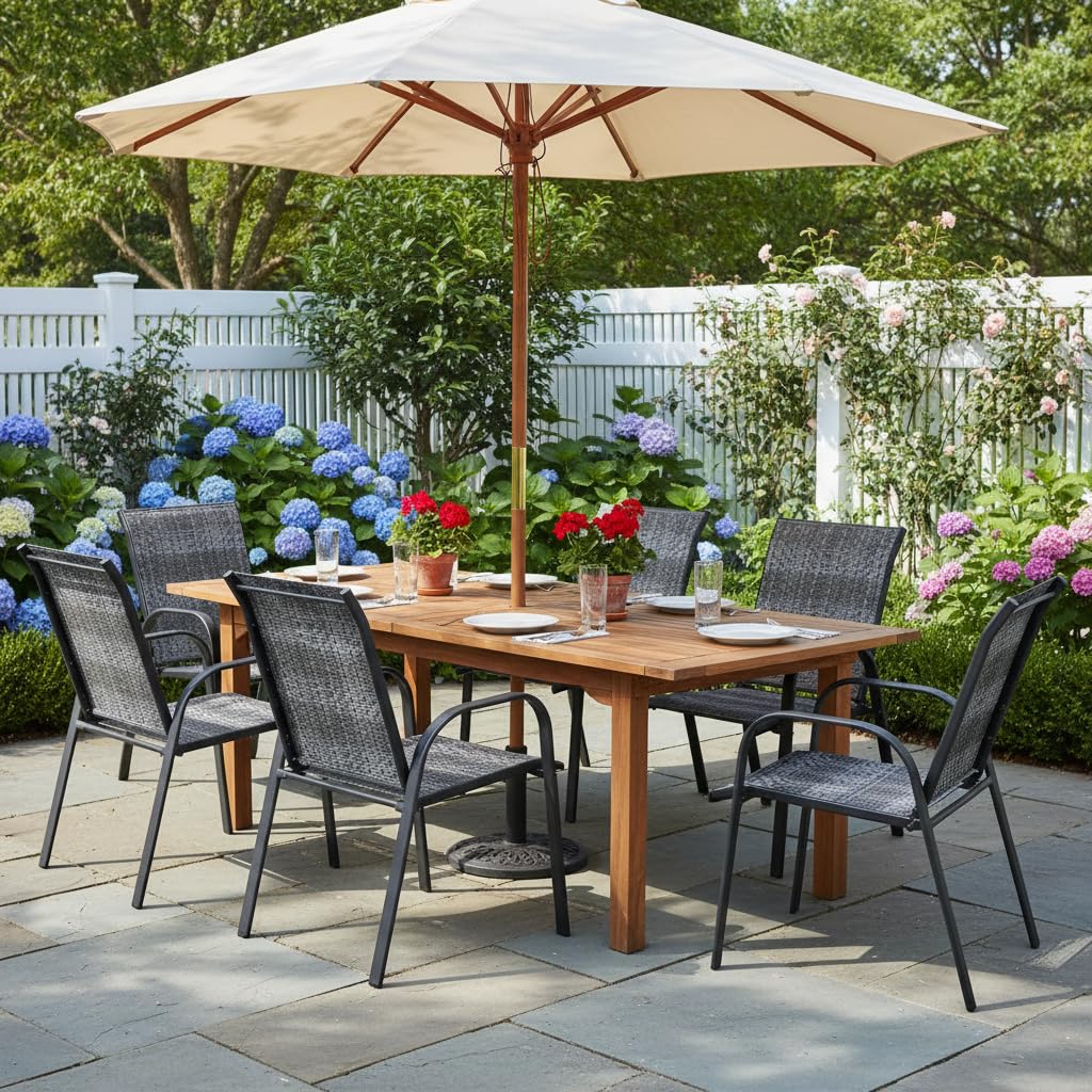 Stackable Wicker PE Rattan Patio Dining Chairs Set of 6 E17705