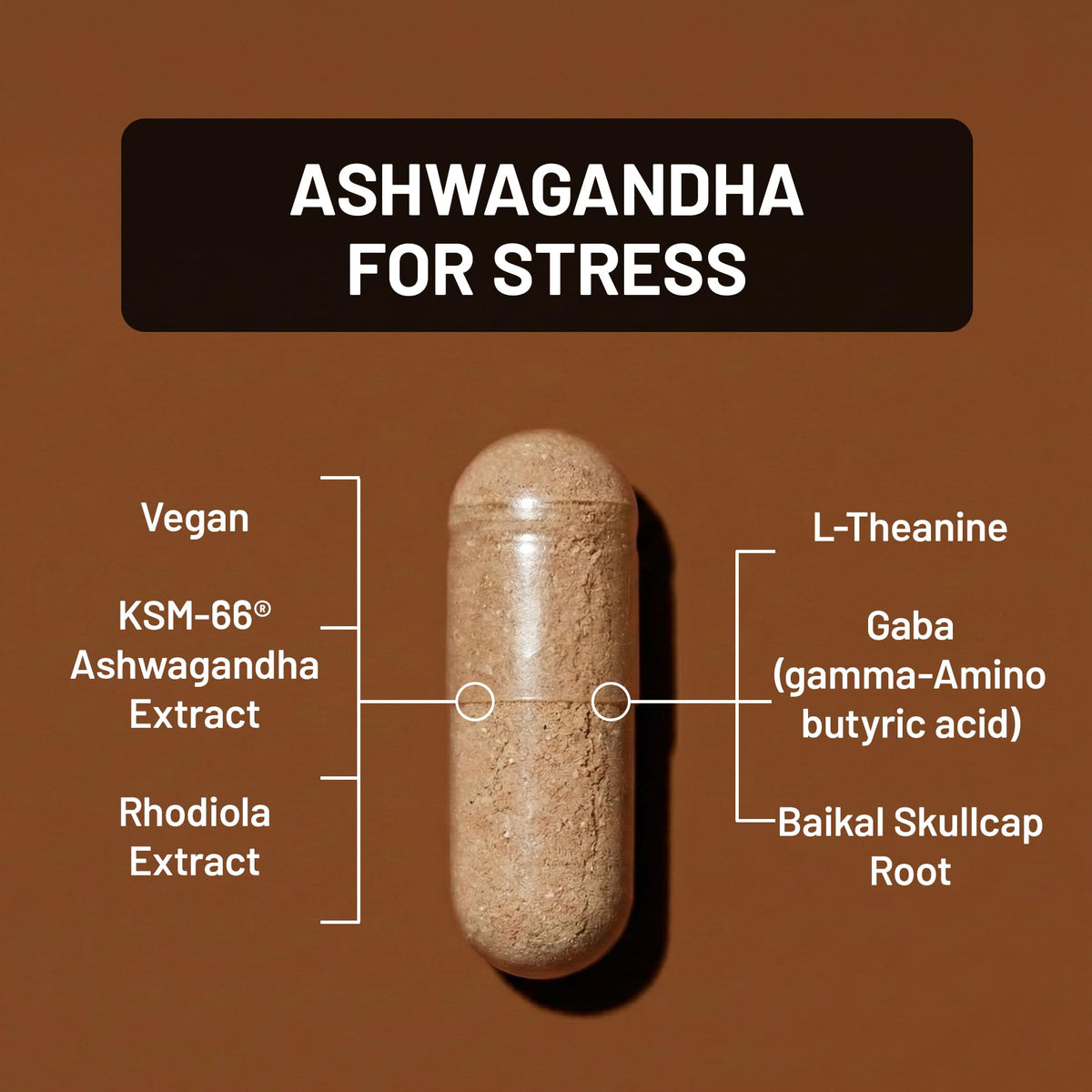 Ashwagandha with KSM-66 Extract GABA L-Theanine Rhodiola Rosea 60 Capsules Z710421