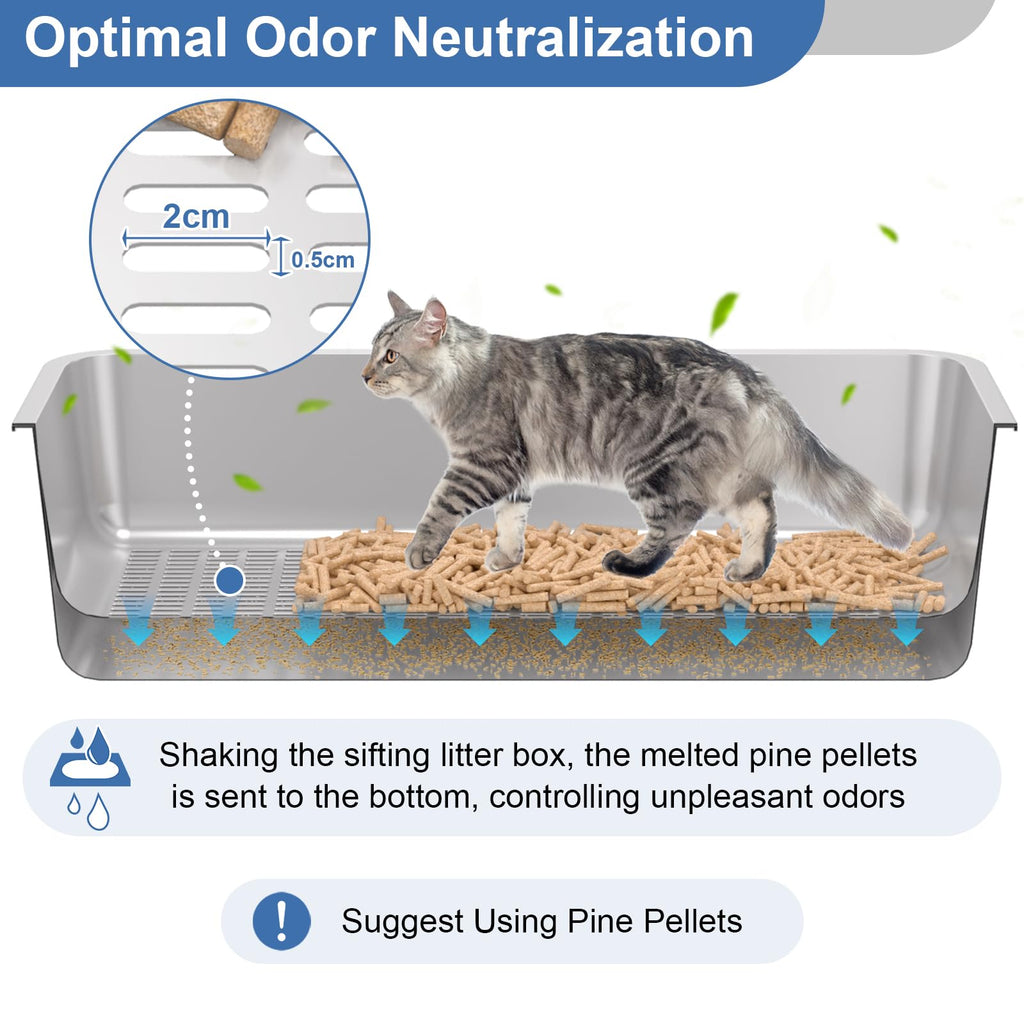 XXXL Stainless Steel Sifting Cat Litter Box with Lid Z124878