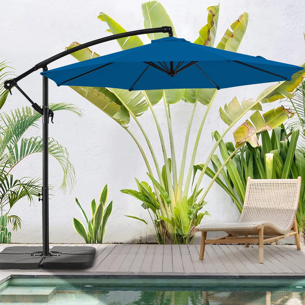 10 FT Patio Offset Umbrella with Infinite Tilt, Crank & Cross Base Q552
