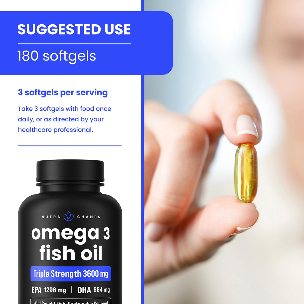 Omega 3 Fish Oil 3600 mg 180 Softgels O44832