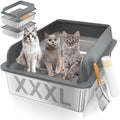 XXXL Stainless Steel Sifting Cat Litter Box with Lid Z124878