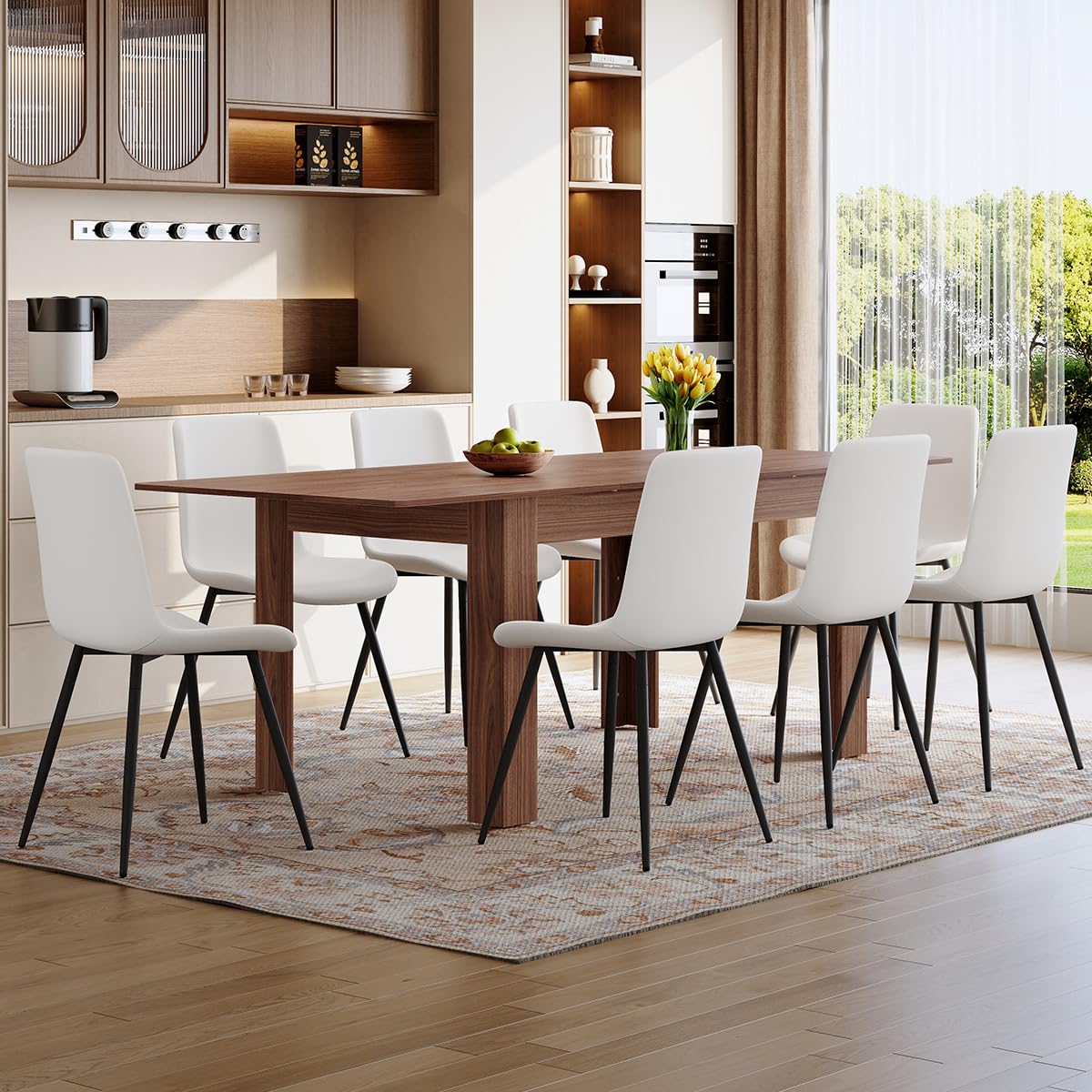 9 Piece Extendable Rectangular Dining Table Set with 8 Chairs E12217