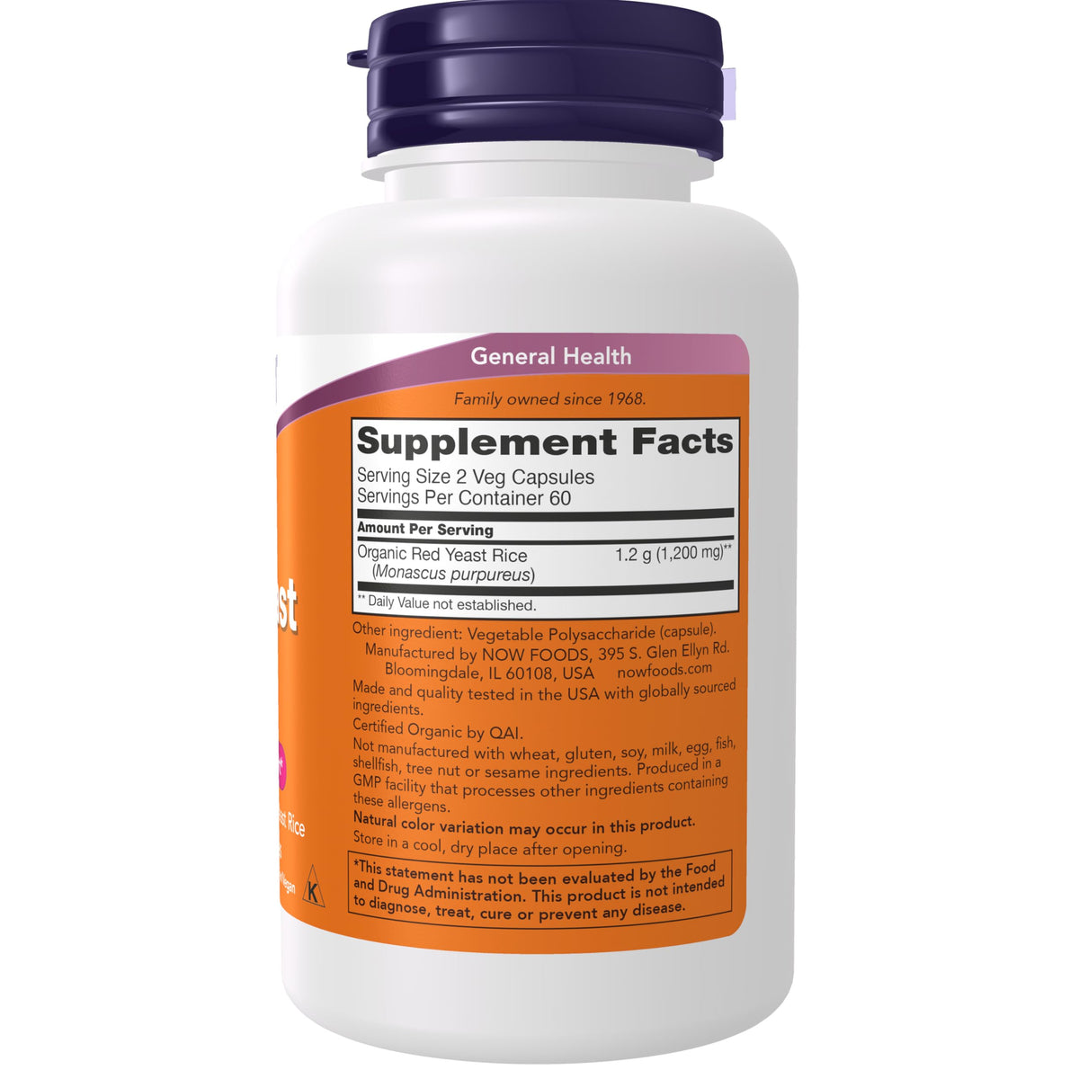 Red Yeast Rice 600 mg 120 Veg Caps Q3451