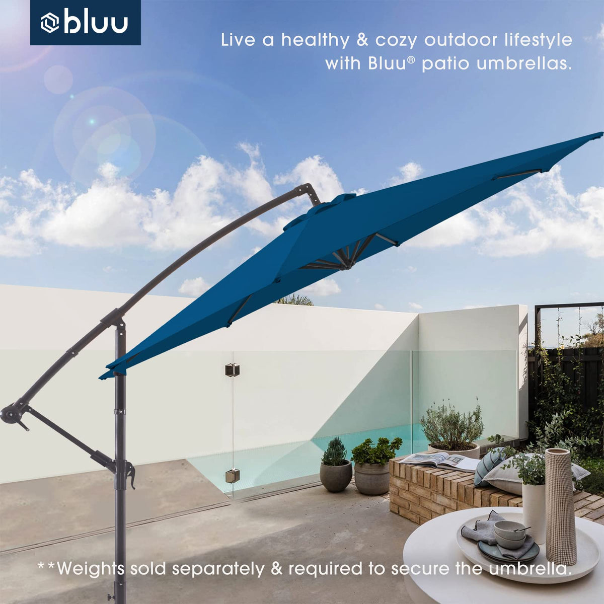 10 FT Patio Offset Umbrella with Infinite Tilt, Crank & Cross Base Q552