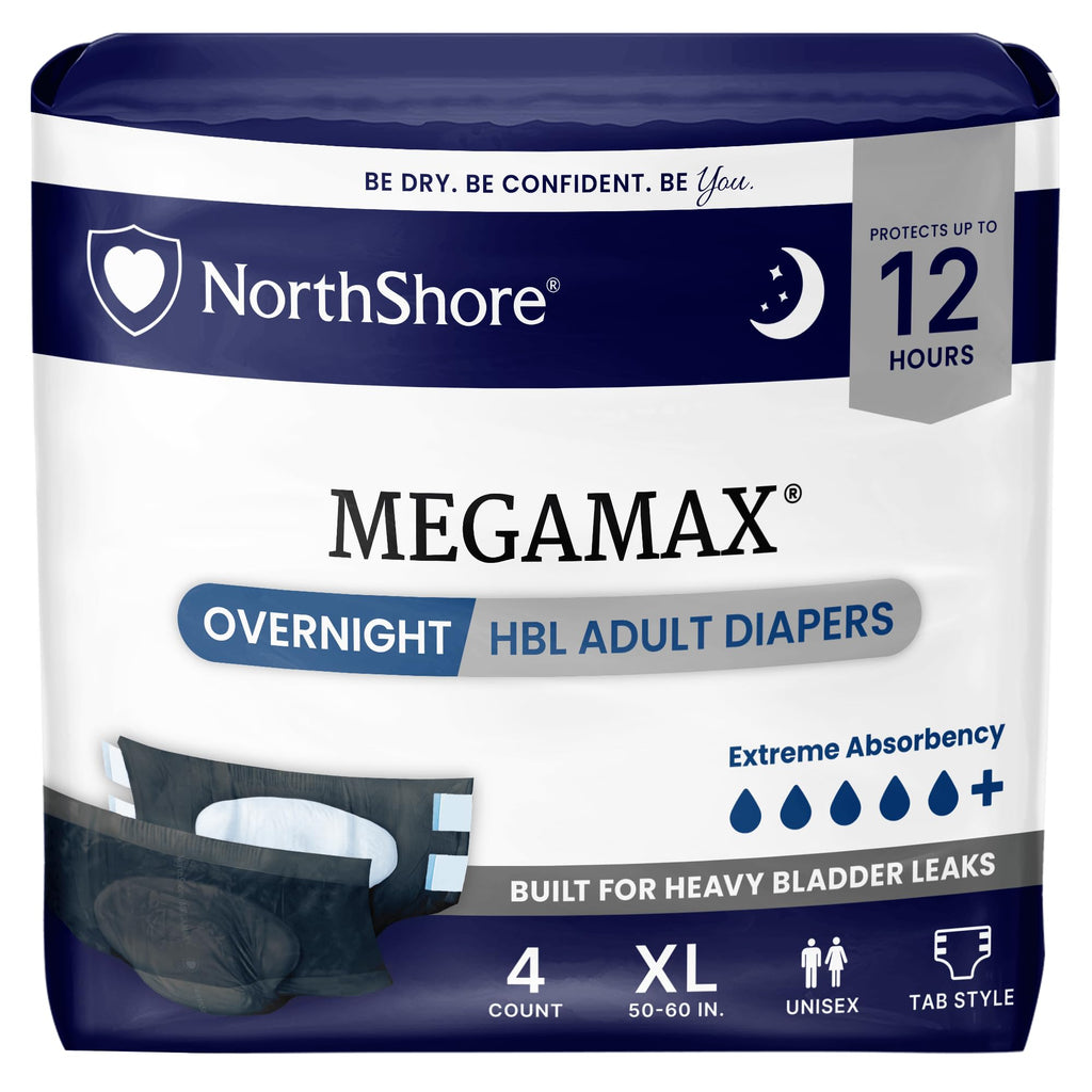 Black X-Large Adult Diapers with Tabs, 4 Count K469348
