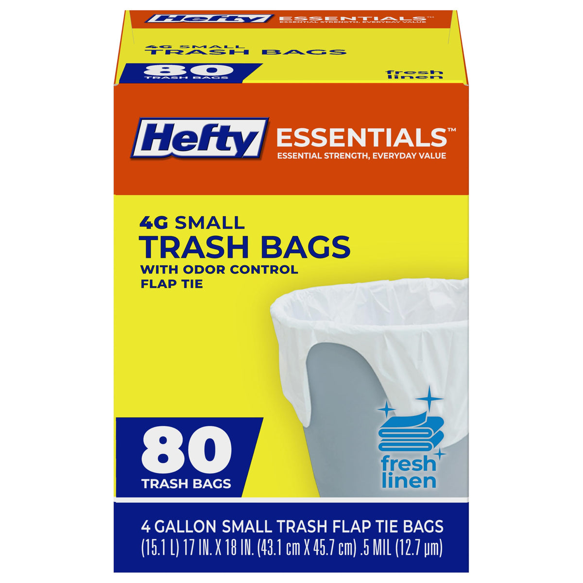 4 Gallon Trash Bags, White, Fresh Linen Scent, 80ct G1880