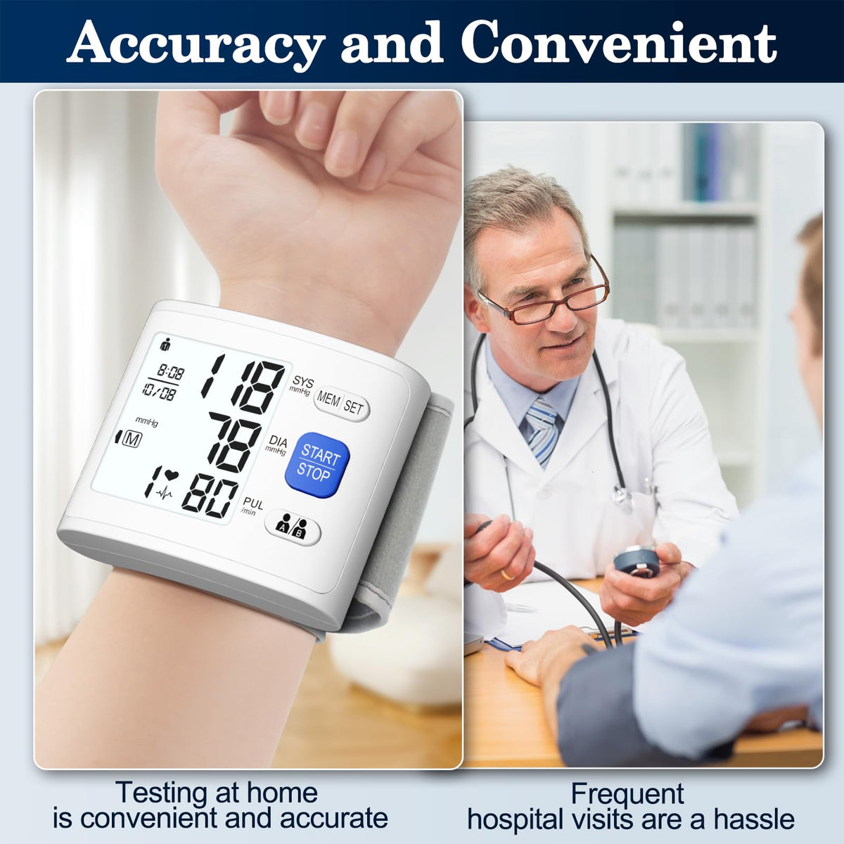 Wrist Blood Pressure Monitor LCD Display White H769