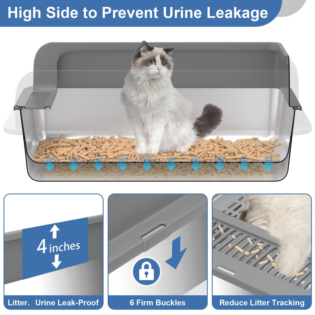 XXXL Stainless Steel Sifting Cat Litter Box with Lid Z124878