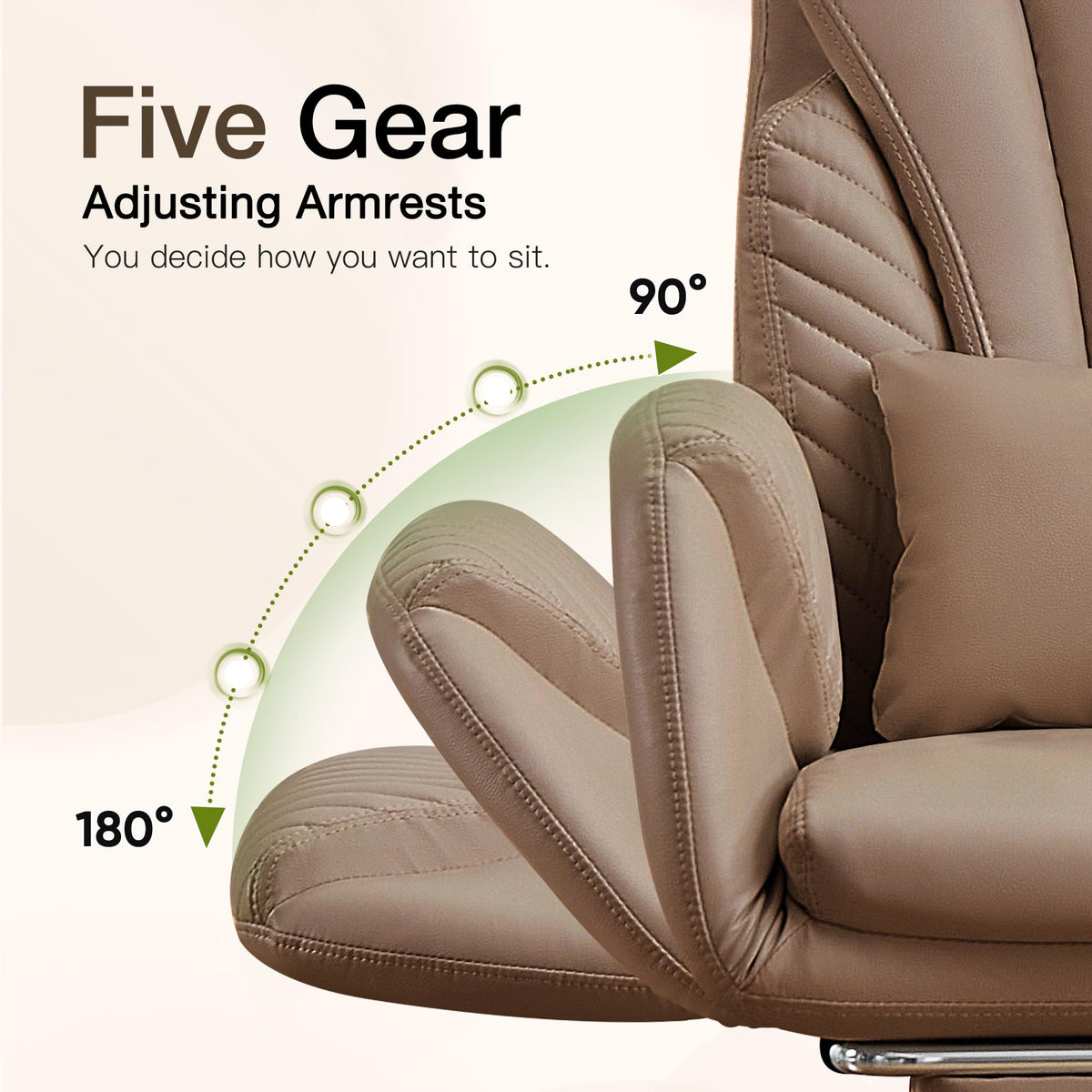 Cross Legged Office Chair with Flip Armrest and Footrest Brown W916454