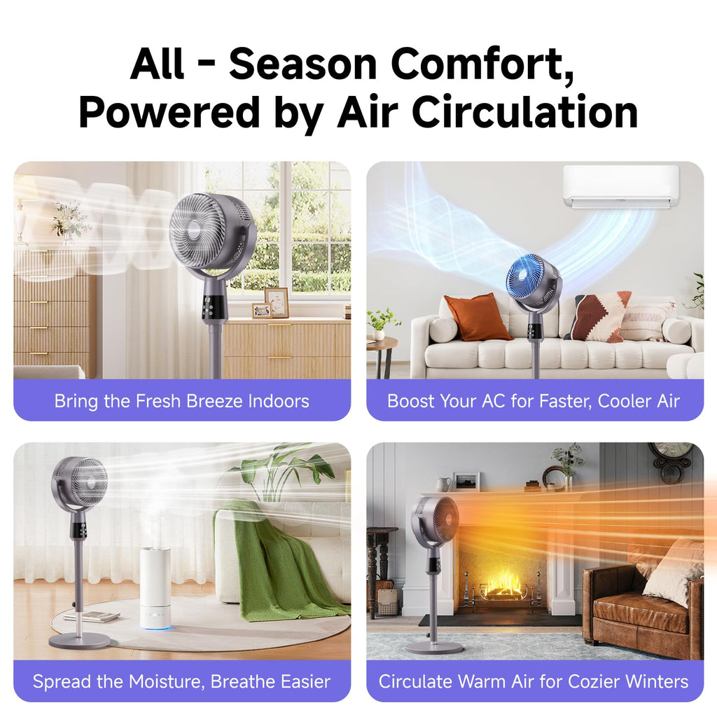 Oscillating Pedestal Fan, 25dB Standing Fan with 8 Speeds, 12H Timer, 36-45'' Adjustable Height, Remote Control S44441