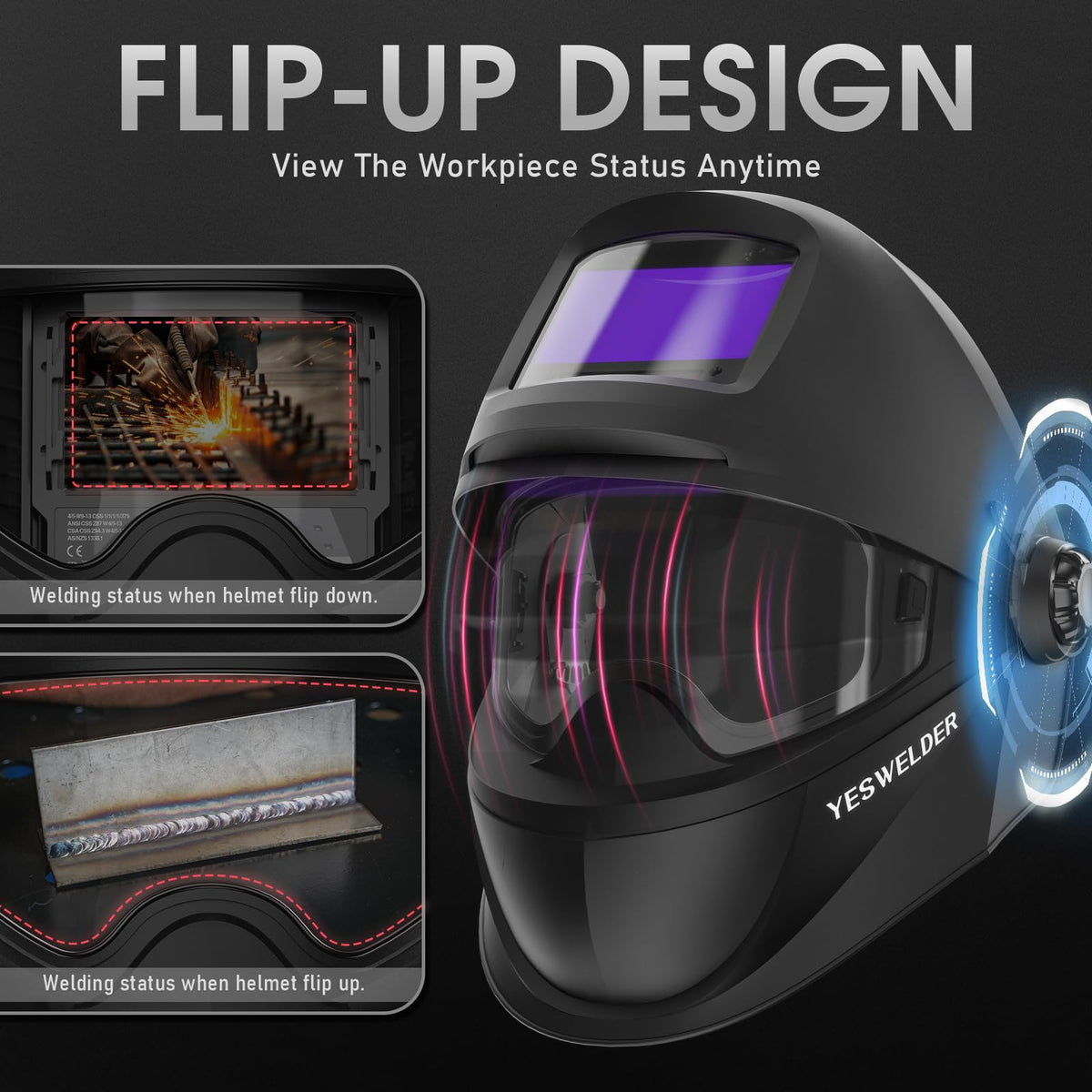 Bluetooth Flip-Up True Color Welding Helmet Y66397