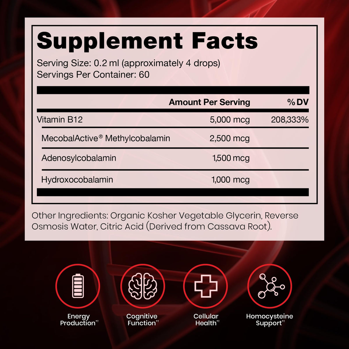 BioActive B12 Liquid 5000mcg 60 Servings V295