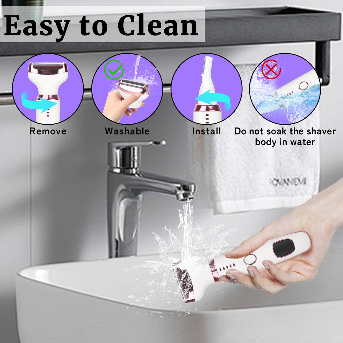 Pink White Rechargeable 4 in 1 Wet & Dry Electric Razor R342