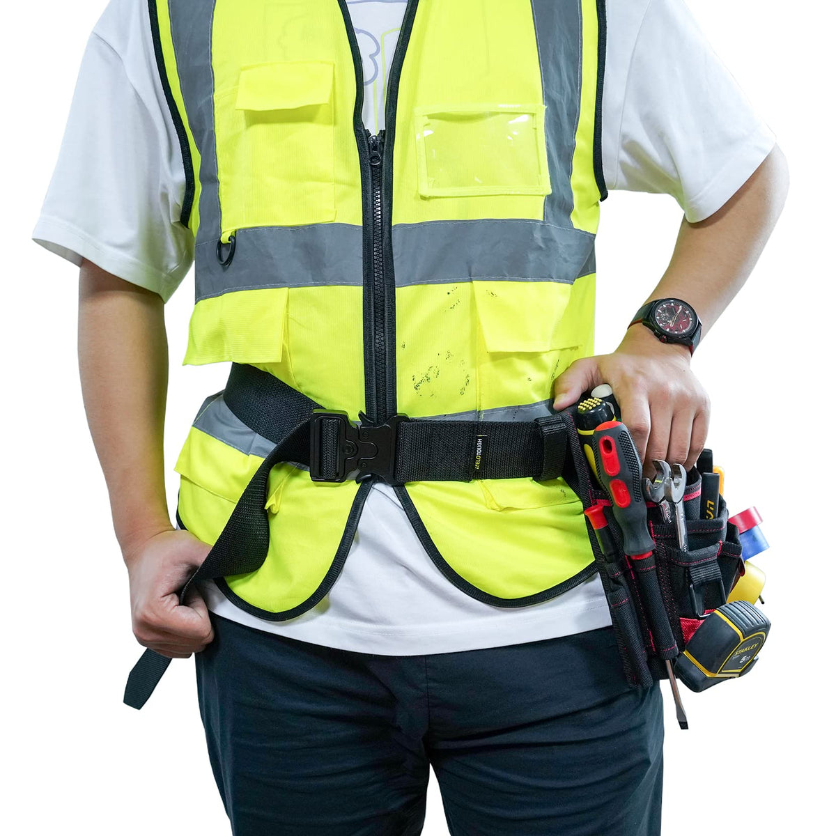 2" Nylon Web Work Tool Belt with Quick Release Metal Buckle E4045