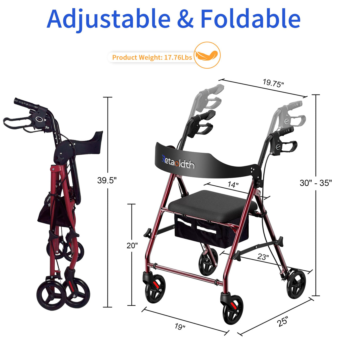 Foldable Rolling Walker with Seat E51768