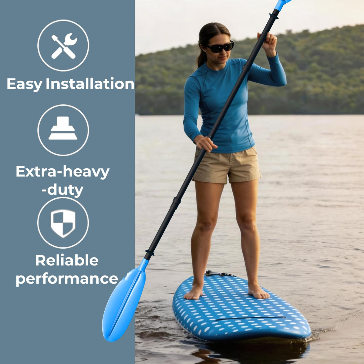 Adjustable Lightweight Floating Kayak Paddle with Safety Rope M88078