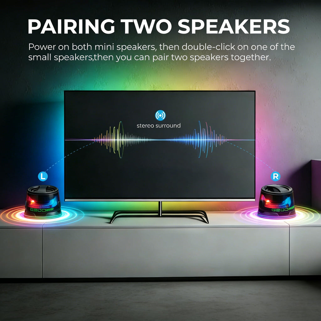 2 Pack Mini Bluetooth Speaker with RGB Lights B66366