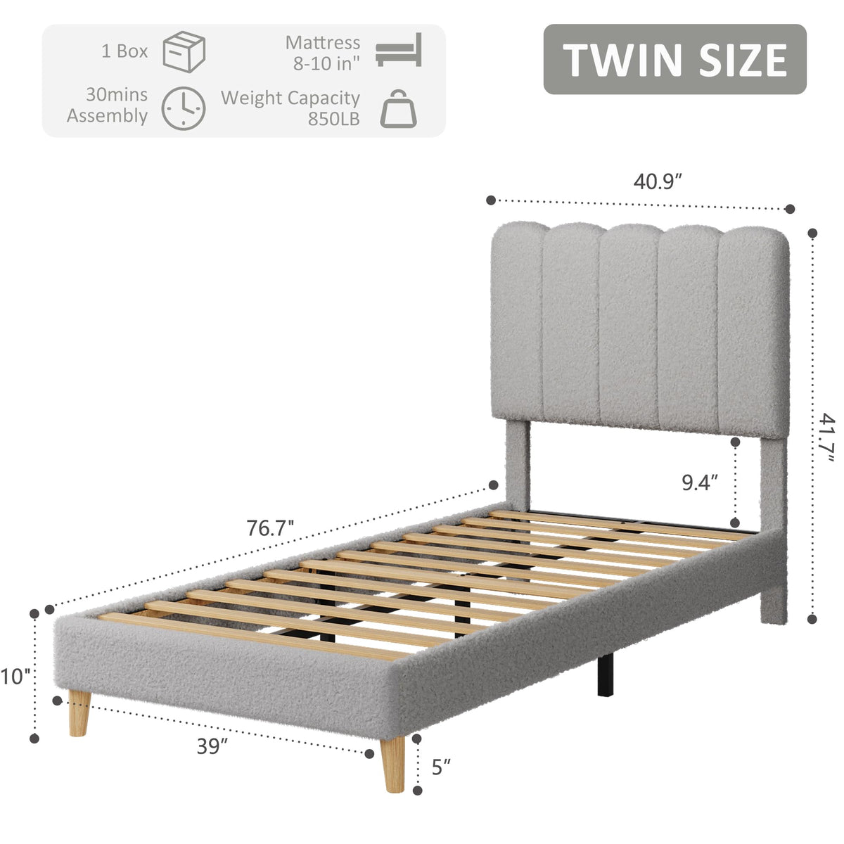 Twin Bed Frame with Headboard S832