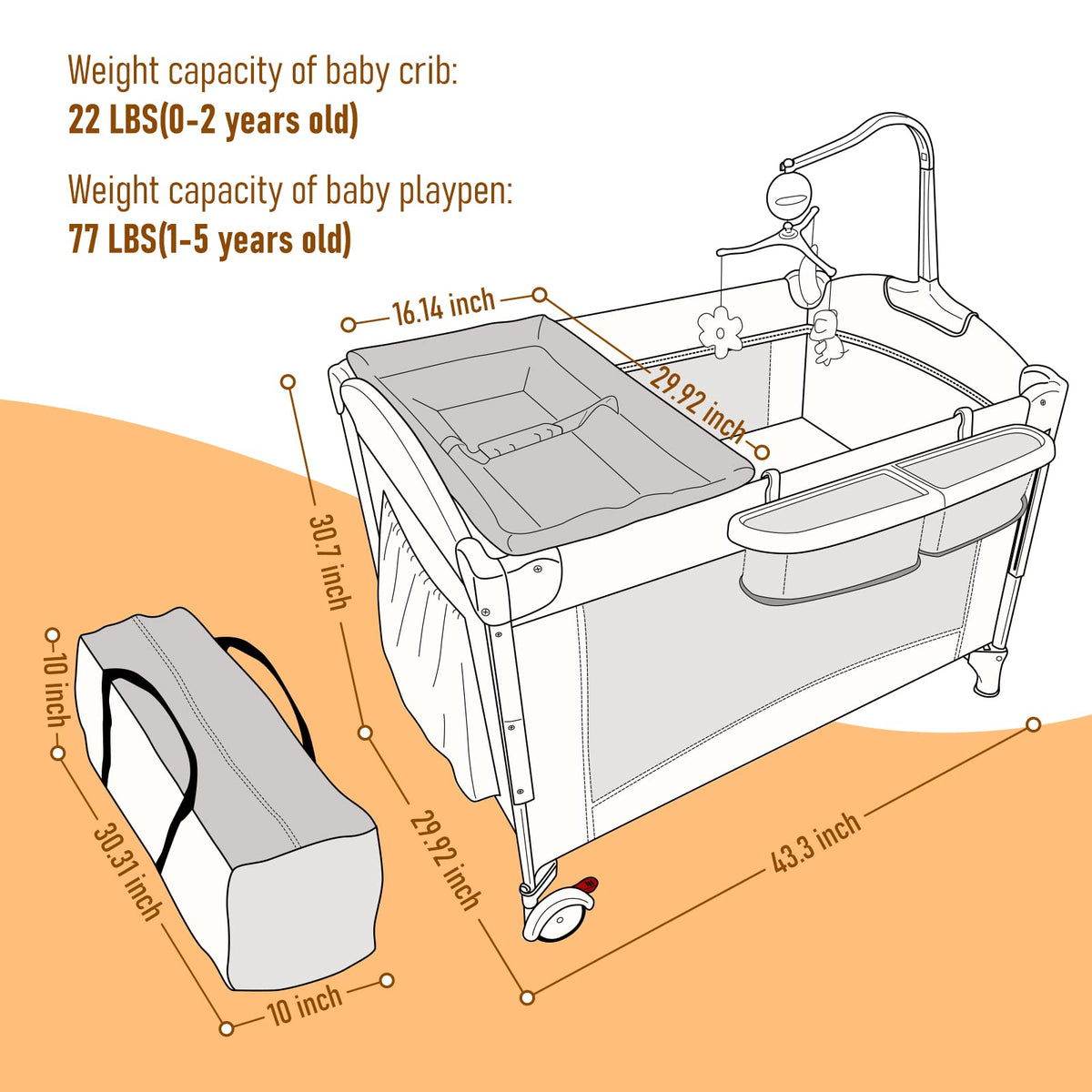 5-in-1 Baby Bassinet Bedside Sleeper Playard P6086