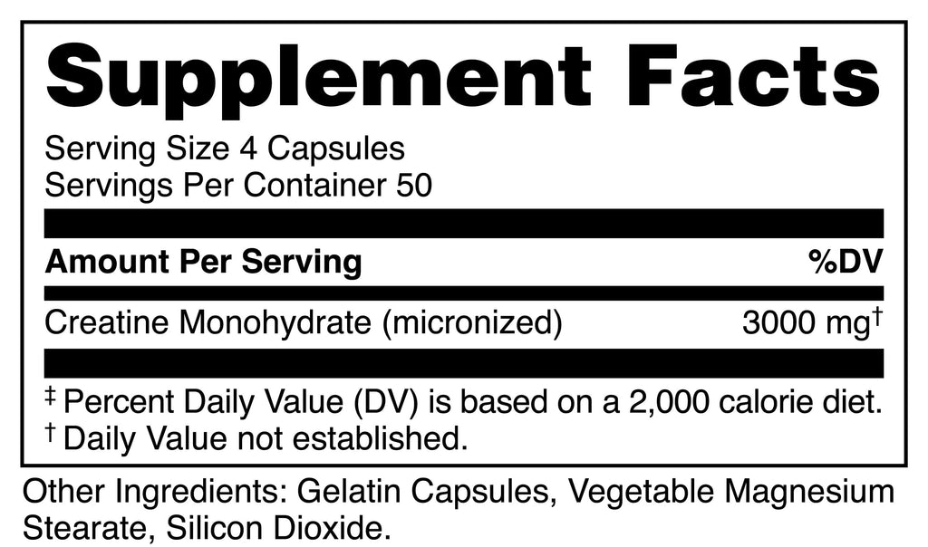 Creatine Monohydrate 3000mg Capsules L428