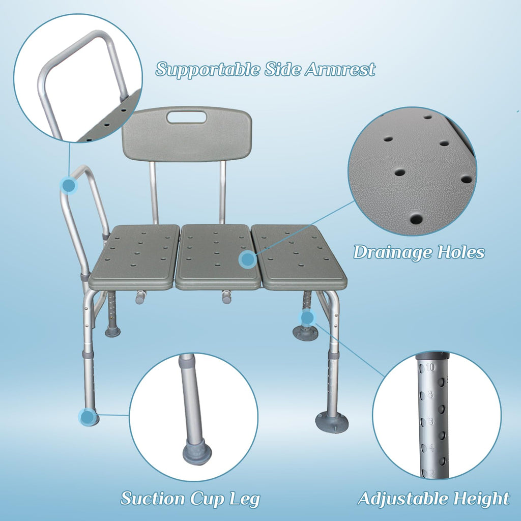 Tub Transfer Bench with Backrest and Armrest L234866