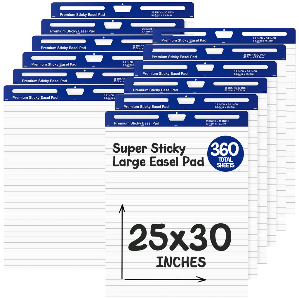 12 Pads White Lined Sticky Easel Pad 25 in x 30 in V47681