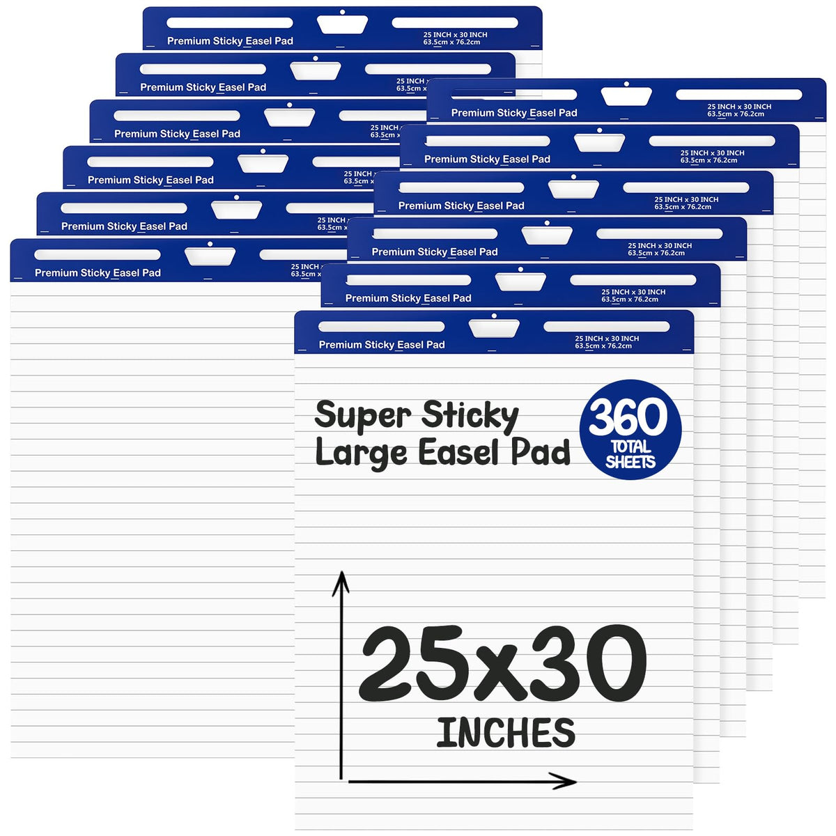 12 Pads White Lined Sticky Easel Pad 25 in x 30 in V47681