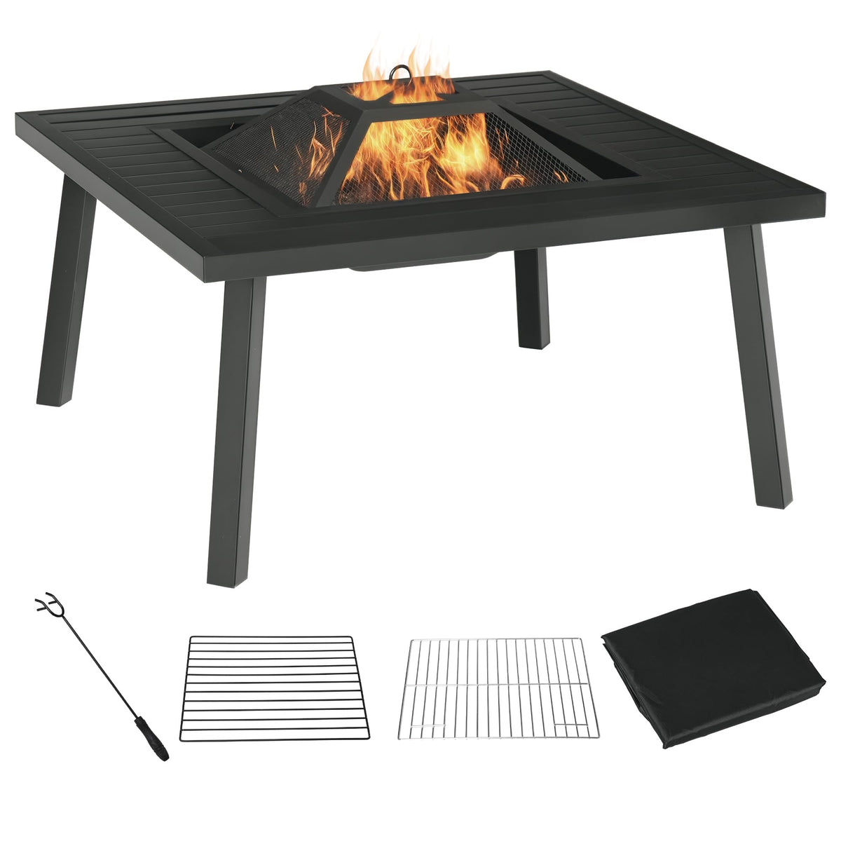 34-Inch Wood Burning Fire Pit with Grill I583592