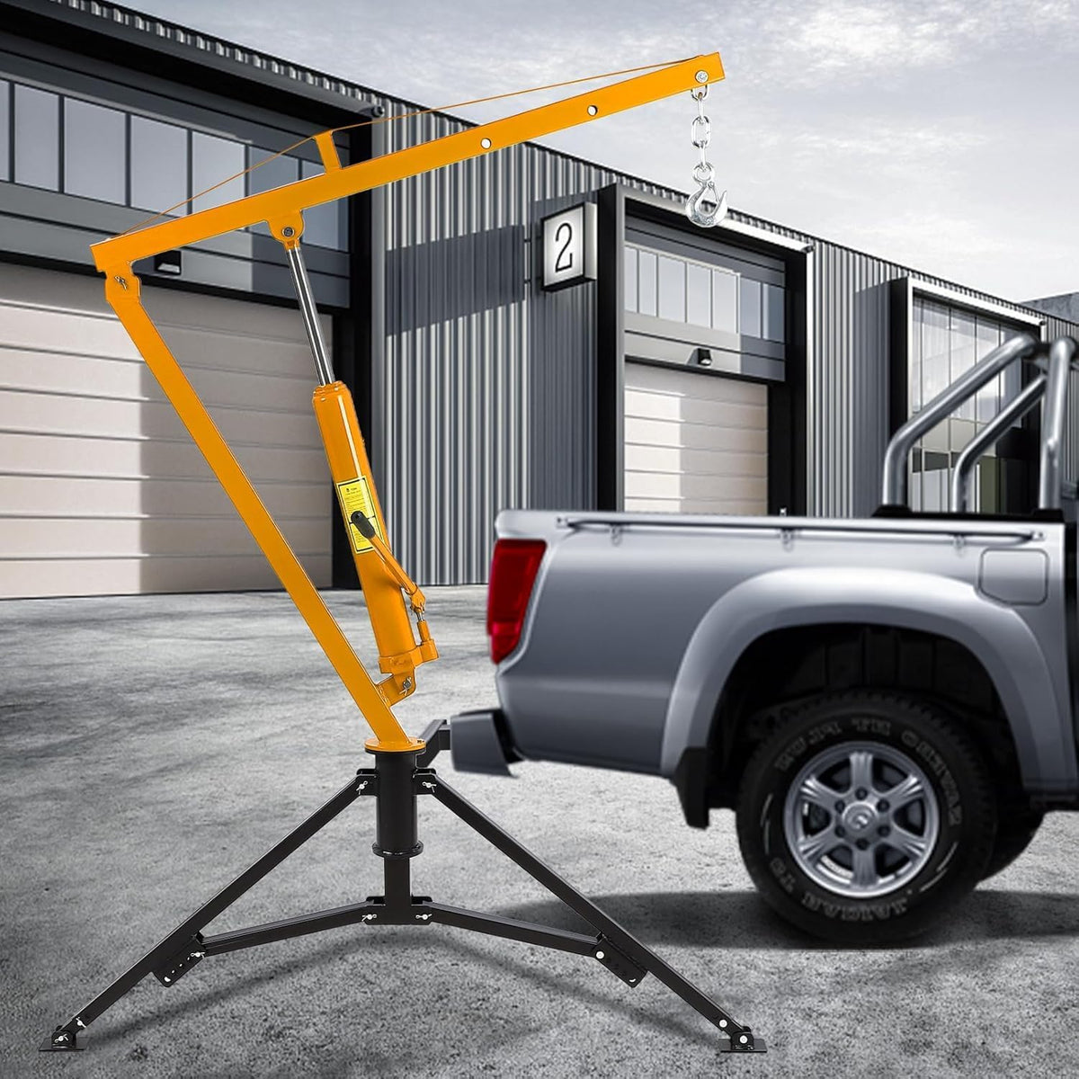 Hydraulic Receiver Hitch Crane 1000LBS Capacity 360° Swivel 3 Adjustable Settings E448