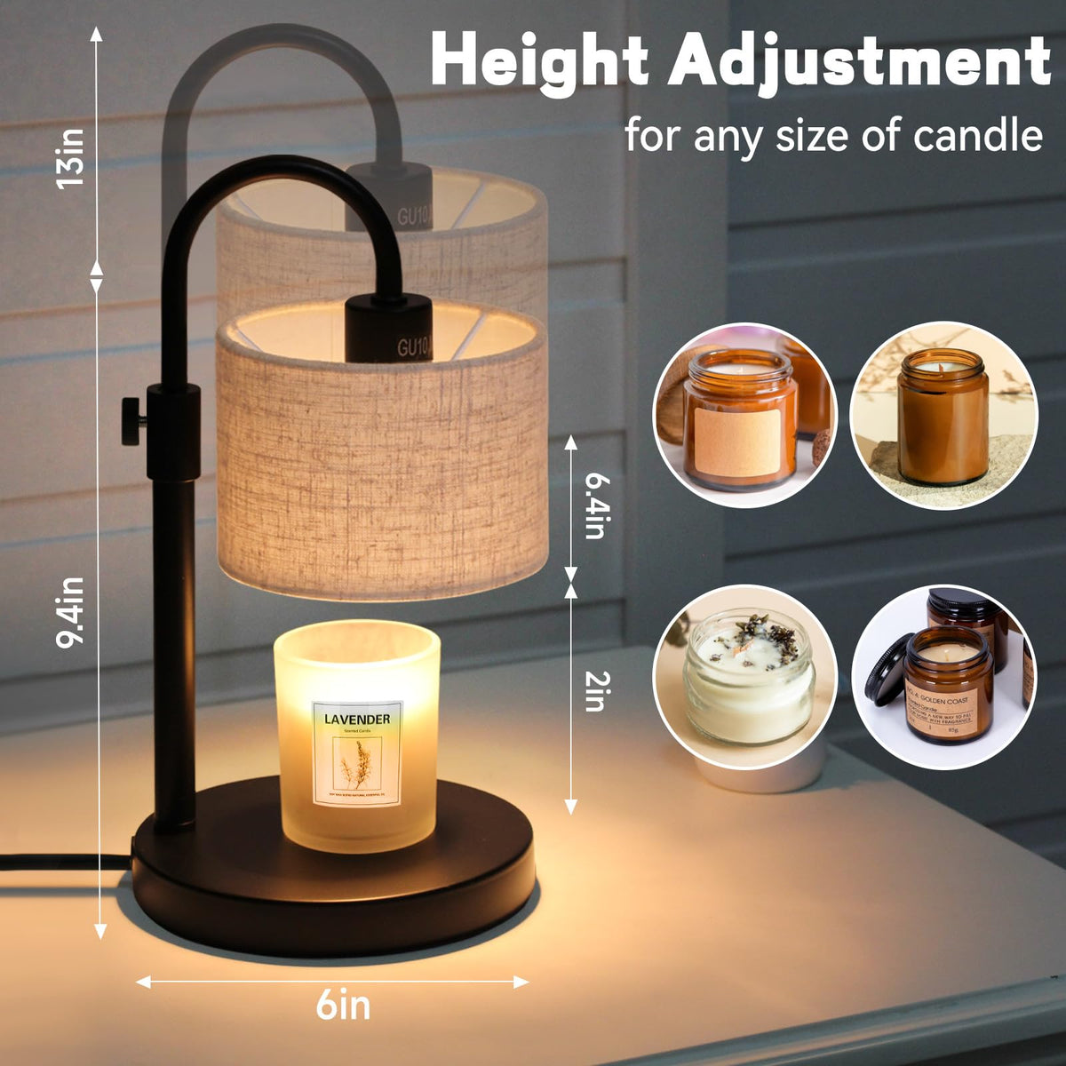 Candle Warmer Lamp with Timer, Adjustable Height Q862