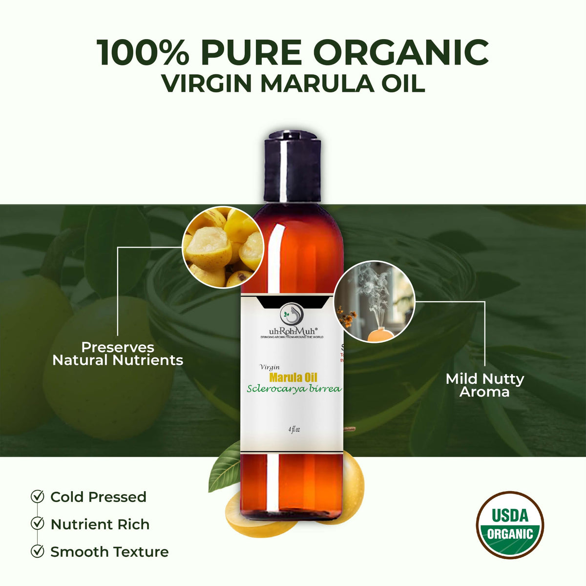 Cold Pressed Virgin Organic Marula Oil 4 Fl Oz U90231